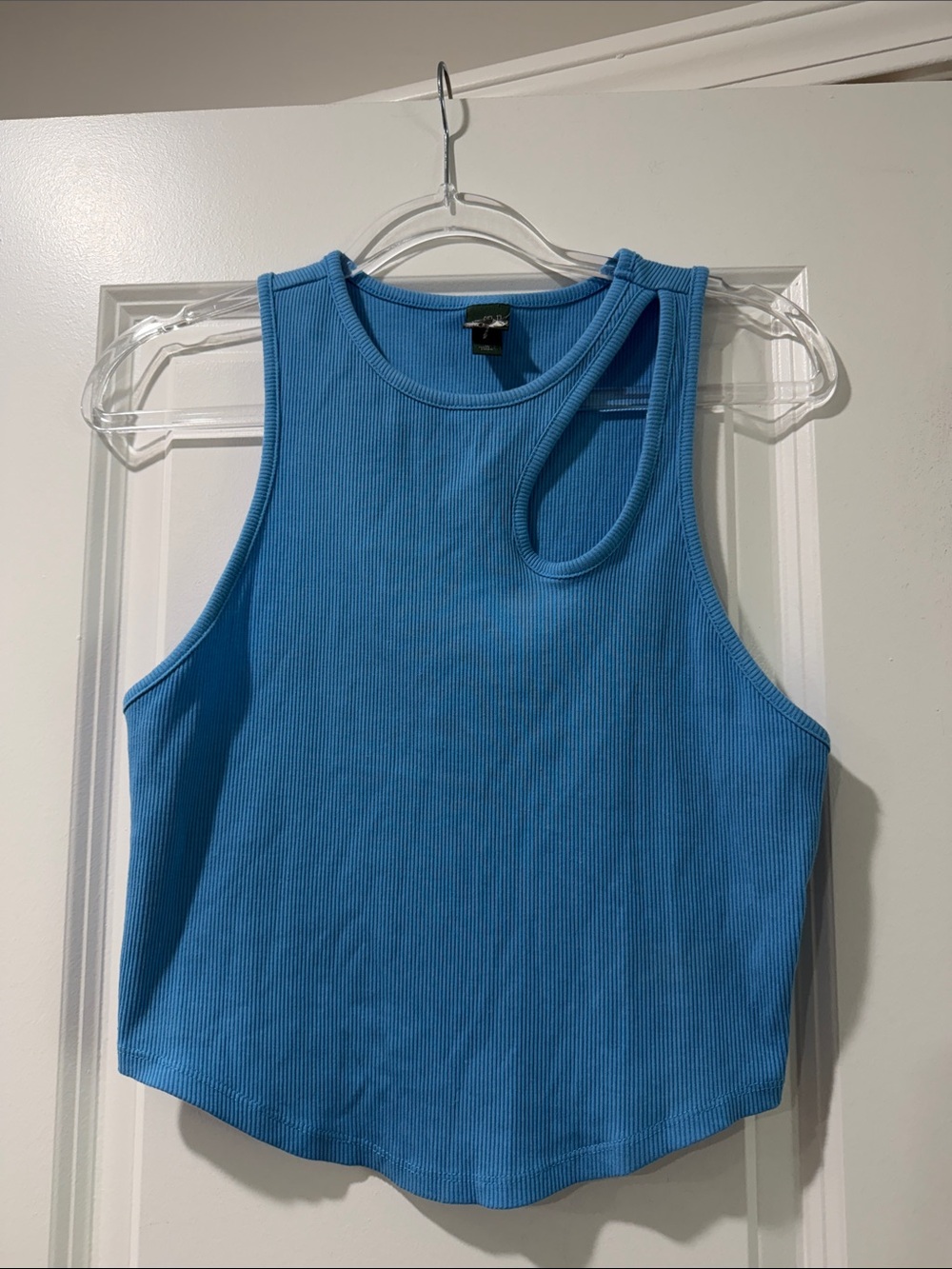 Blue Ribbed Sleeveless Tank Top - Women